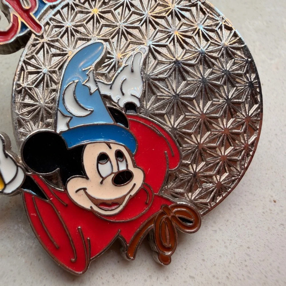 Official Disney Epcot Trading Pin Sorcerer Mickey Mouse Earth 2003 Silver